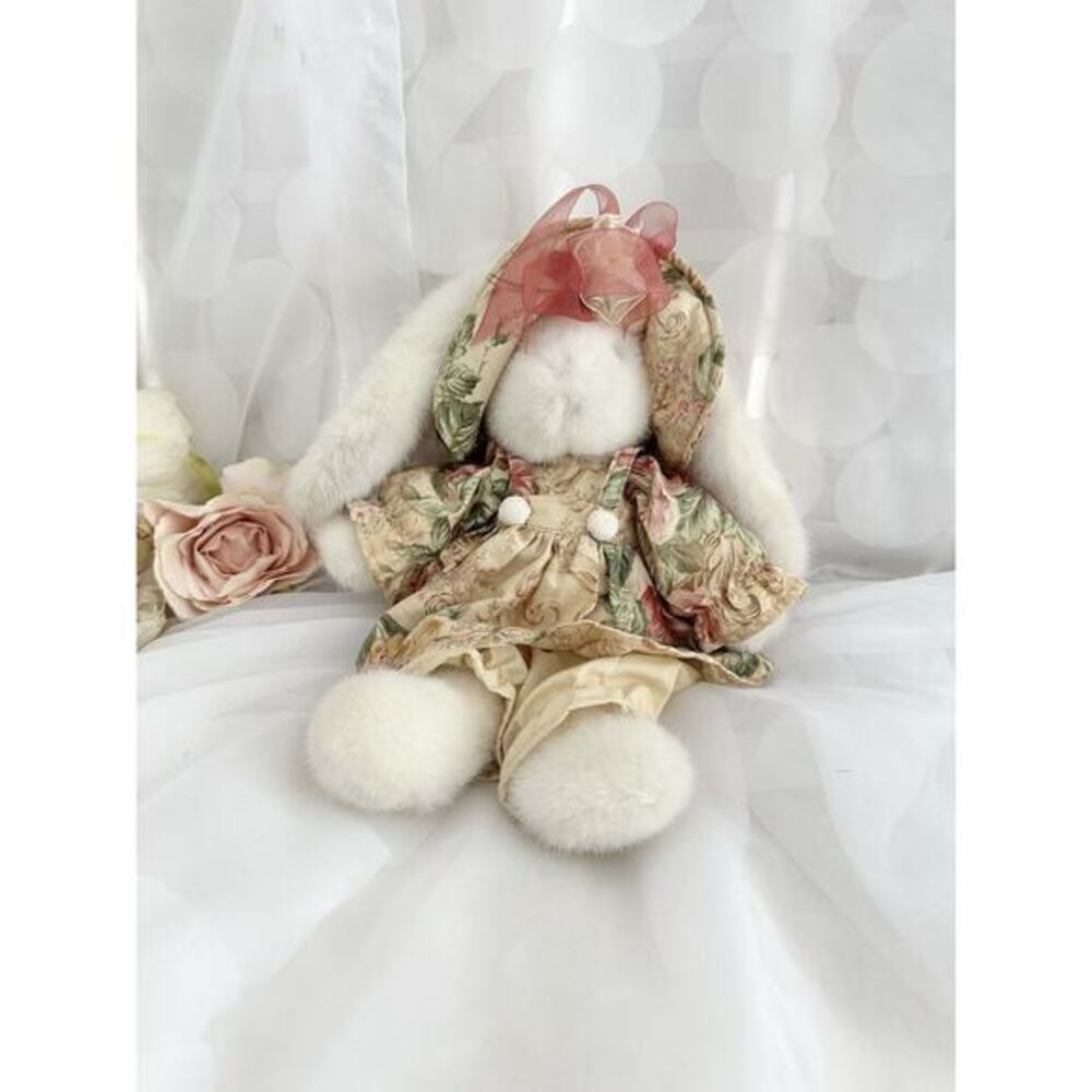 VTG 90’s Russ Gardenia White 11" Rabbit Plush Dress Hat SPRING SHABBY CHIC